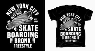 new york city skateboarding typografieentwurf für t-shirt vektor