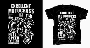 ausgezeichnete Motocross-Typografie mit Fahrer-T-Shirt vektor