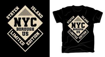 Staten Island New York City Borough Typografie T-Shirt Design vektor