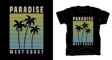 paradiesische westküstentypografie mit palme für t-shirt-design vektor