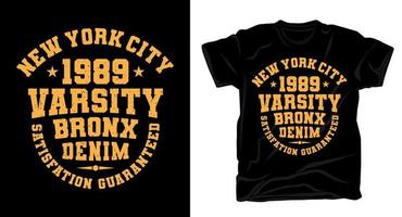 varsity denim typografi t-shirt design vektor