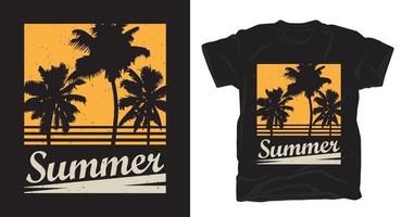 Sommertypografie mit Palmen-T-Shirt-Design vektor