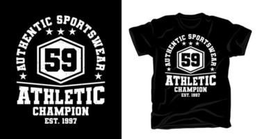 autentiska sportkläder femtio nio typografi t-shirt design vektor