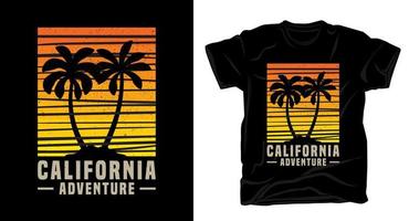 Kalifornien-Abenteuertypografie mit Palmen-T-Shirt-Design vektor