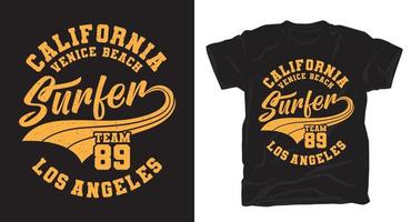 California Surfer Typografie T-Shirt Design vektor