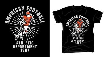 American-Football-Spieler mit Typografie-T-Shirt-Design vektor