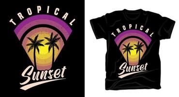 tropischer sonnenuntergangtypografieentwurf für t-shirt vektor