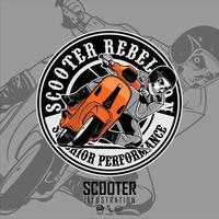 Scooter-Rebellionsillustration mit grauem Hintergrund.eps vektor