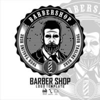 hipster barbershop logotyp mall svart och vit .eps vektor