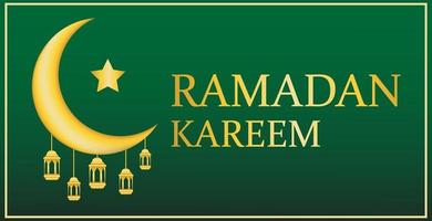 ramadan kareem hälsningsbakgrundsdesign i gröna och guldfärger. mönster för bannermallar. vektor