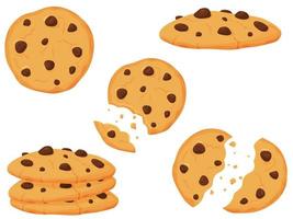 vektorillustration von süßen keksen mit schokoladenstücken. illustration für die website, das menü und andere dinge. vektor