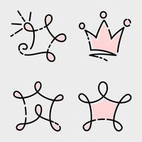 doodle set crown line art, vektorillustration. vektor