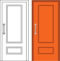 Illustrationsvektorgrafik der Vorderansicht einer einzelnen Tür, geeignet für Ihr Wohndesign und Wohnplakatdesign für architektonische Arbeiten vektor
