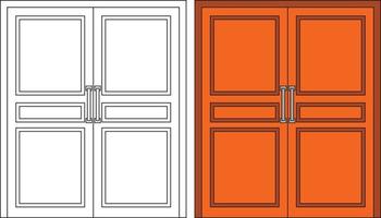 Illustrationsvektorgrafik der Vorderansicht der Doppeltür, die für Ihr Wohndesign und Ihr Wohnplakatdesign auf architektonischen Arbeiten geeignet ist vektor