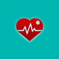 Rotes Herz mit Pulswelle. Medizin- und Symbolkonzept. Thema der abstrakten Ikone.