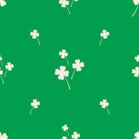 seamless mönster med vit shamrock, klöver på grön bakgrund. Saint Patrick's day mönster. vektor illustration.