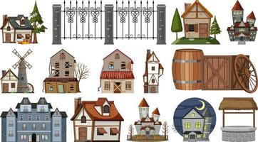 uppsättning övergivna hus och byggnader vektor