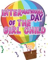 internationella dagen för flickbarns logotyp på luftballong vektor