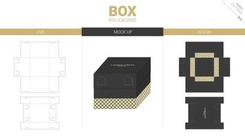 box förpackning och mockup stansad mall vektor