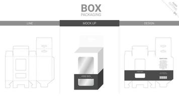 Kartonverpackung und Mockup-Stanzschablone vektor