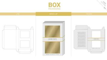 Kartonverpackung und Mockup-Stanzschablone vektor