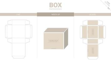 box förpackning och mockup stansad mall vektor