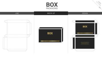 box förpackning och mockup stansad mall vektor