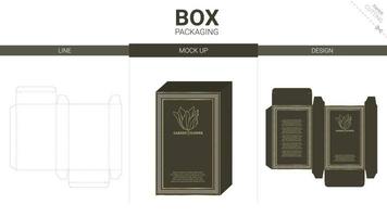 box förpackning och mockup stansad mall vektor