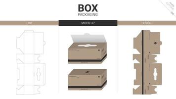 box förpackning och mockup stansad mall vektor