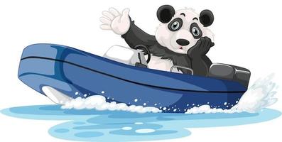 Panda auf einem Motorboot im Cartoon-Stil vektor