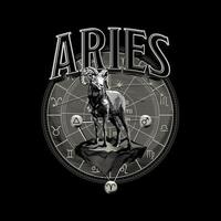 astrologi zodiaken aries horoskop symbol i cirkel vektor