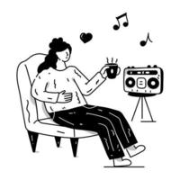 person som dansar på musik, handritad illustration vektor