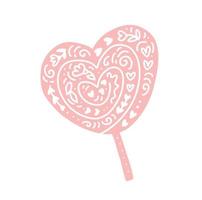 süßer, herzförmiger Lutscher, Süßigkeiten, Rosa, Liebe, gedeihen Hintergrund. einfache handgezeichnete Herzvektorillustration. perfekt als Wandkunst, Valentinstagskarte, Poster oder Einladung vektor