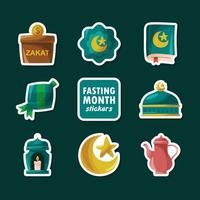 ramadhan fasta månad doodle klistermärke samling vektor