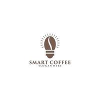 Smart Coffee Logo durch die Kombination von Kaffeebohnen und Birne vektor