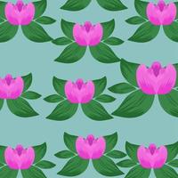 schöner grüner Hintergrund Blumen- und Blattmustervektor vektor