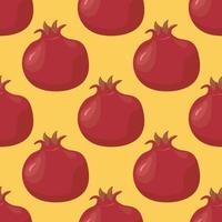 Granatapfel-Muster. ganzer Granatapfel auf gelbem Hintergrund. Illustration für Stoff, Tapete, Poster. vektor