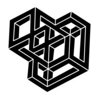 omöjlig form logotyp design, optisk illusion objekt. optisk konstfigur. helig geometri. vektor