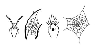 spinnen und spinnennetz, vektorset. Halloween-Vektorsammlung vektor