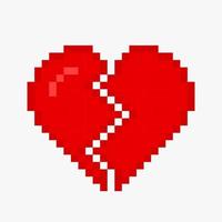 Pixelkunst mit gebrochenem Herzen vektor