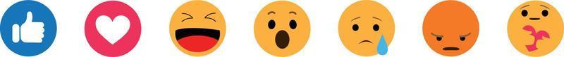 Facebook-Emoticon-Schaltflächen. Sammlung von Emoji-Reaktionen. unterschiedliche Reaktionen für soziale Netzwerke. Facebook-Emoticon-Schaltflächen vektor