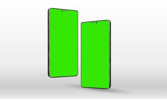 realistisk smartphone mockup. grönskärm. vektor mobil enhet koncept.