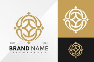 lyx gyllene prydnad logotyp design vektor illustration mall