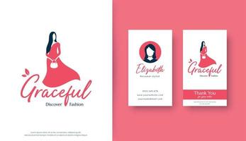 anmutiges rotes Kleid Frau Logo-Design vektor