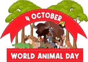 världens djurdag logotyp med afrikanska djur vektor