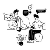 glyph illustration av läkare diskussion online vektor