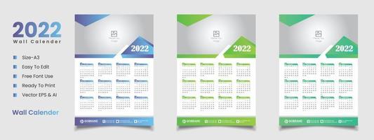 2022 Wandkalender-Design vektor