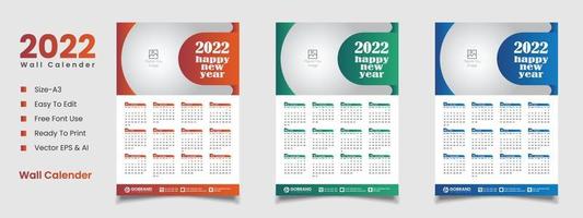 2022 Wandkalender-Design vektor