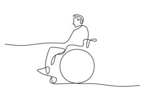 kontinuerlig en enda rad av funktionshindrade man sitter på rullstol vektor