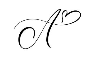 Vektor vintage blommigt brev monogram A. kalligrafi element blomstra. Handritad skylt för siddekoration och designillustration virvlar prydnad. Dekorativt för bröllopskort och inbjudningar